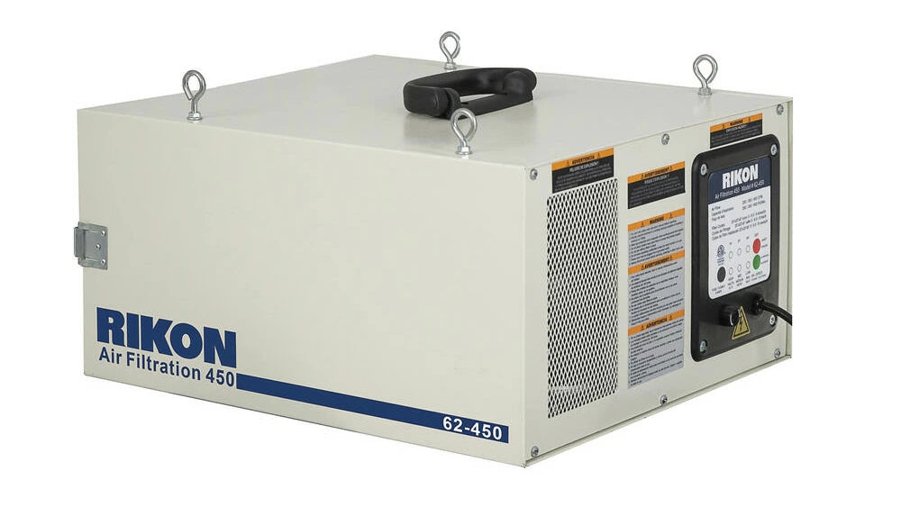 Rikon's Air Filtration System will keep the air in your shop healthy and dust free.