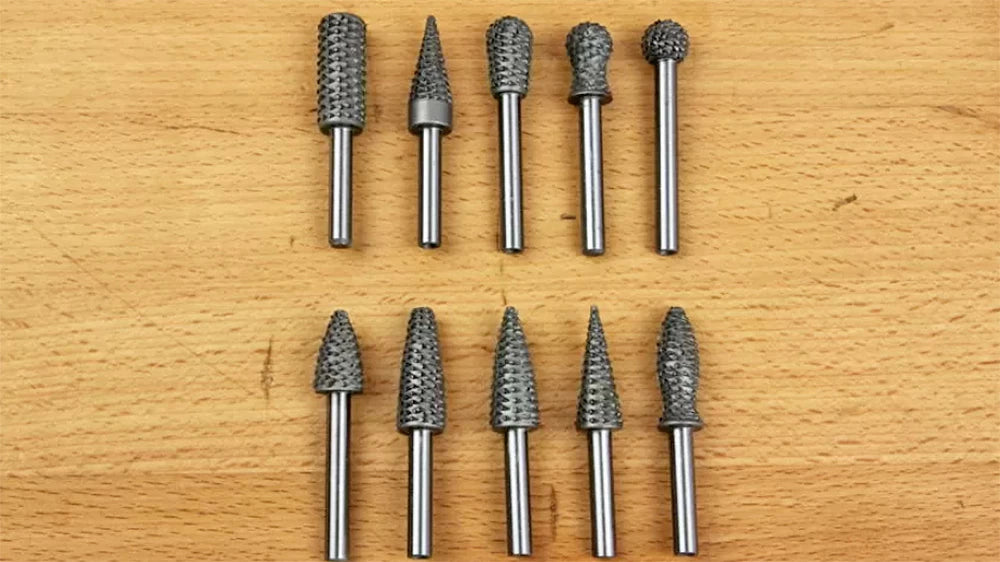 Available in 10 shapes, the Narex Rotary Rasps are intended to be used in a common handheld drill.