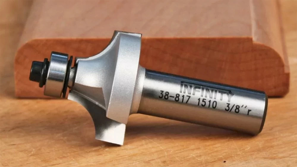 Infinity Tools Router Bit Laser Etching: Complete bit specifications are permanently etched onto the shank of the router bit.