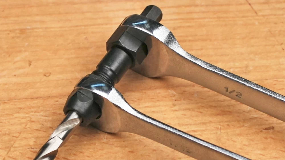 Flats on the shank make it easy to remove and replace the drill bit
