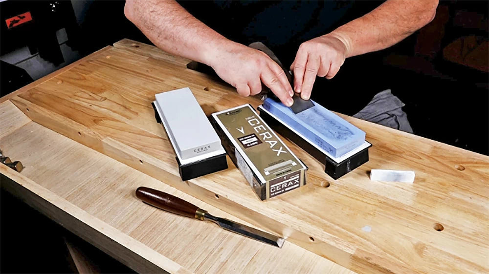 Coarse, medium and fine grit stones will cover all your sharpening needs.