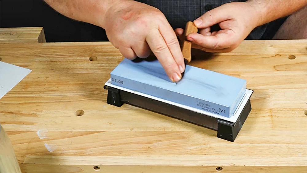 Freehand sharpening of knives is also an easy task on a Suehiro sharpening stone.