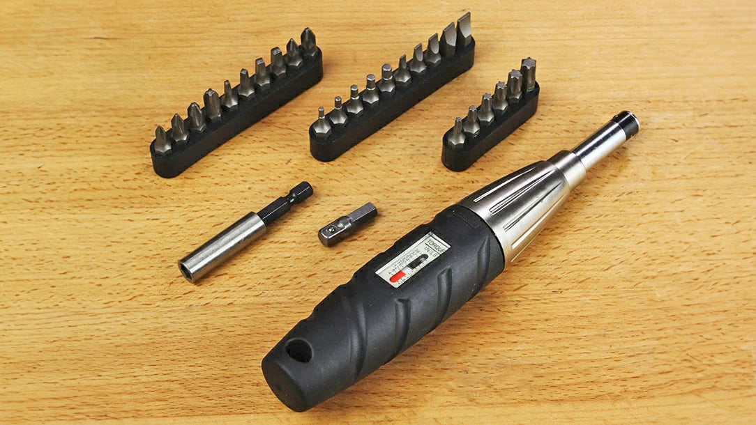 Our Torque Screwdriver comes with an assortment of driver bits to fit most situations, a 2