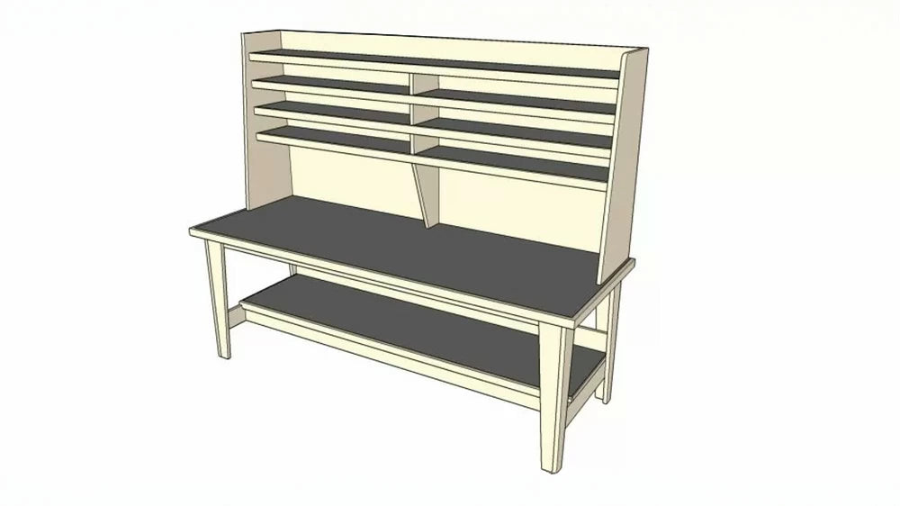 Pocket screws can also be used through the face of a workpiece as used in attaching the rails to the legs.