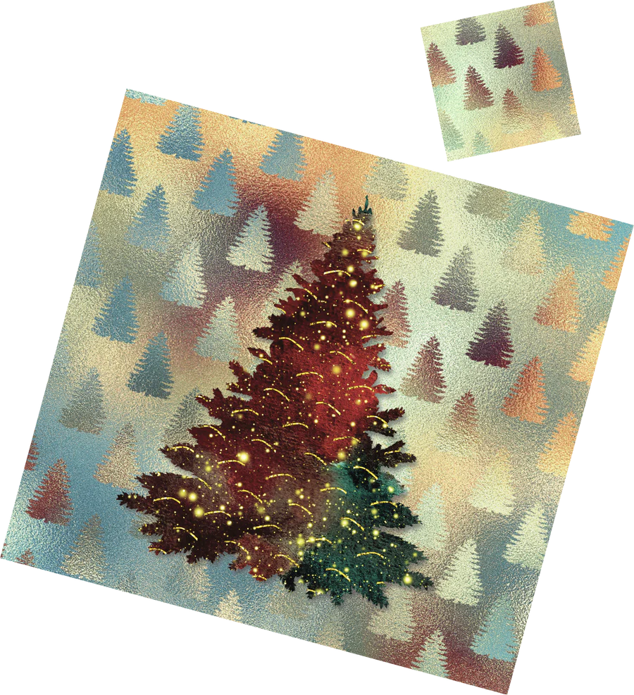 Christmas Tree Foil Paper Placemats & Coasters - Set of 12