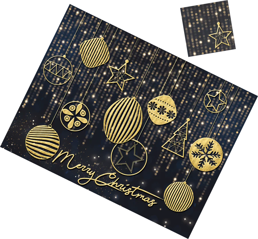 Christmas Ornament Paper Placemats & Coasters - Set of 12