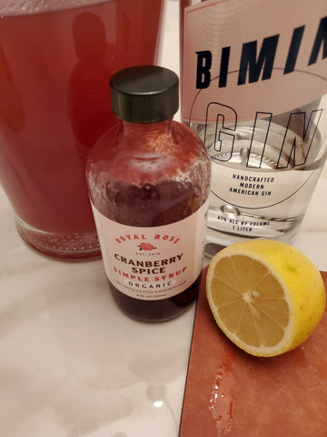 Prep for the cocktail creation! Royal Rose Syrup and Bimini Gin.