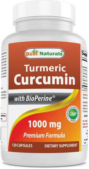 Best Naturals Turmeric Curcumin 1000 mg Bioperine 5 mg 120 Capsule - nadstore