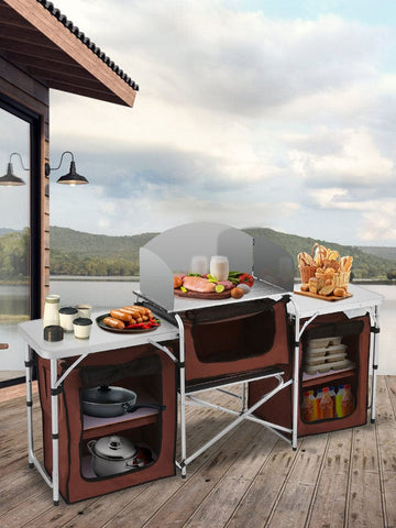 Premium VEVOR Camping Kitchen Station with Windshield - Durable & Fold –  Trek Tech Gear