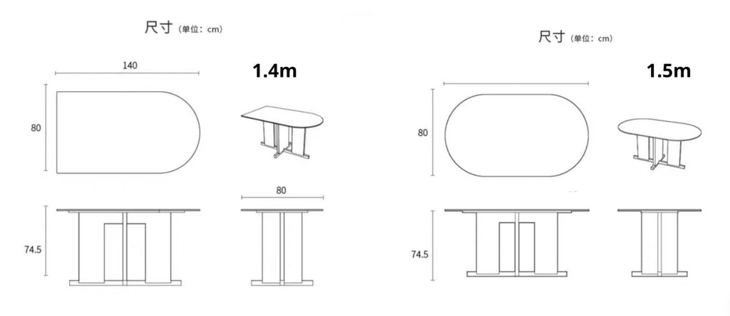 dimension table size 140cm 150cm