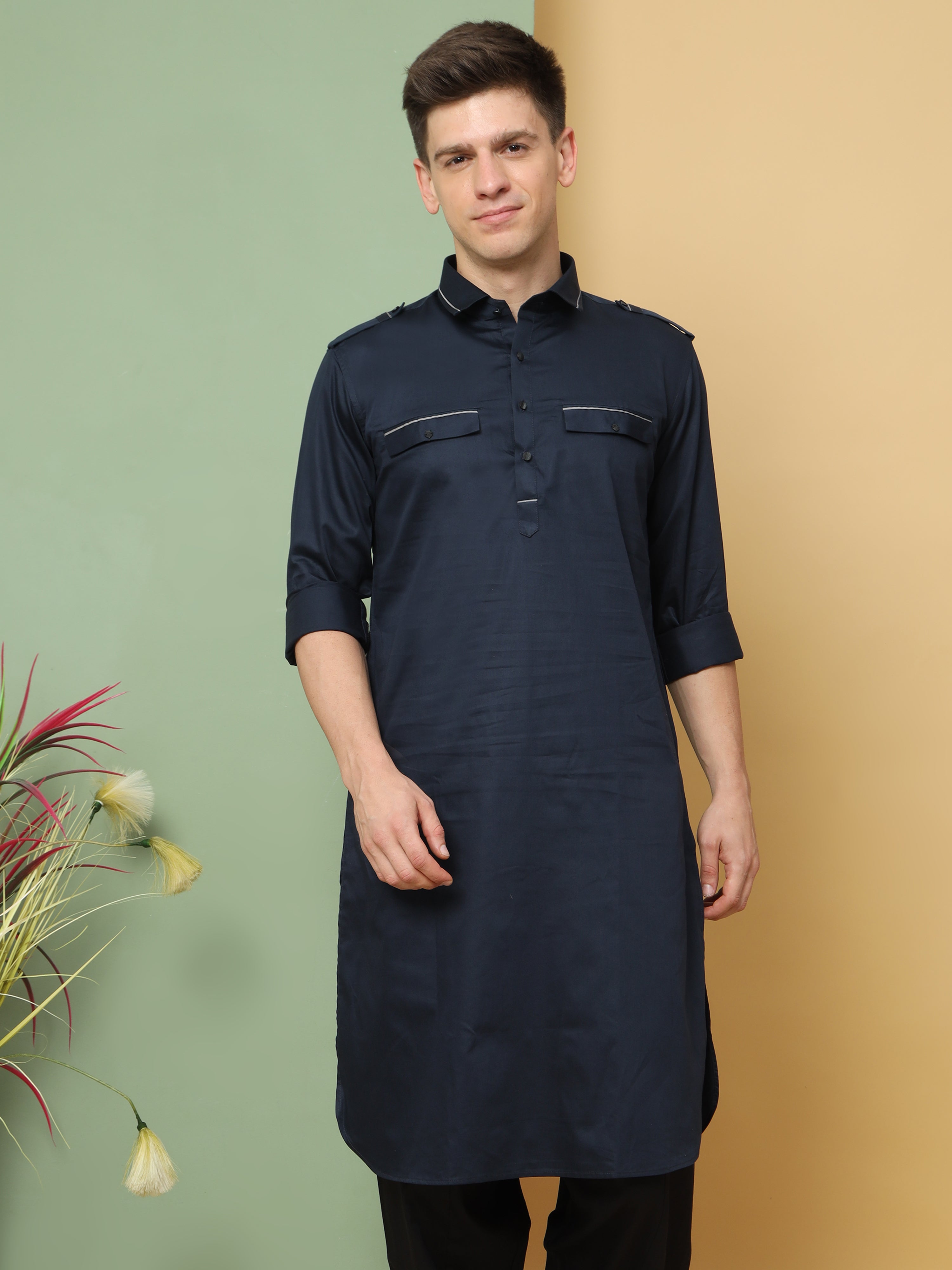 BLUE PRINTED PATHANI KURTA SET Aswan