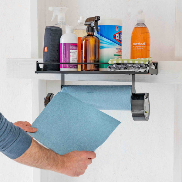 Quick Clean Station, Paper Towel Holder, Wall Mount Shelf