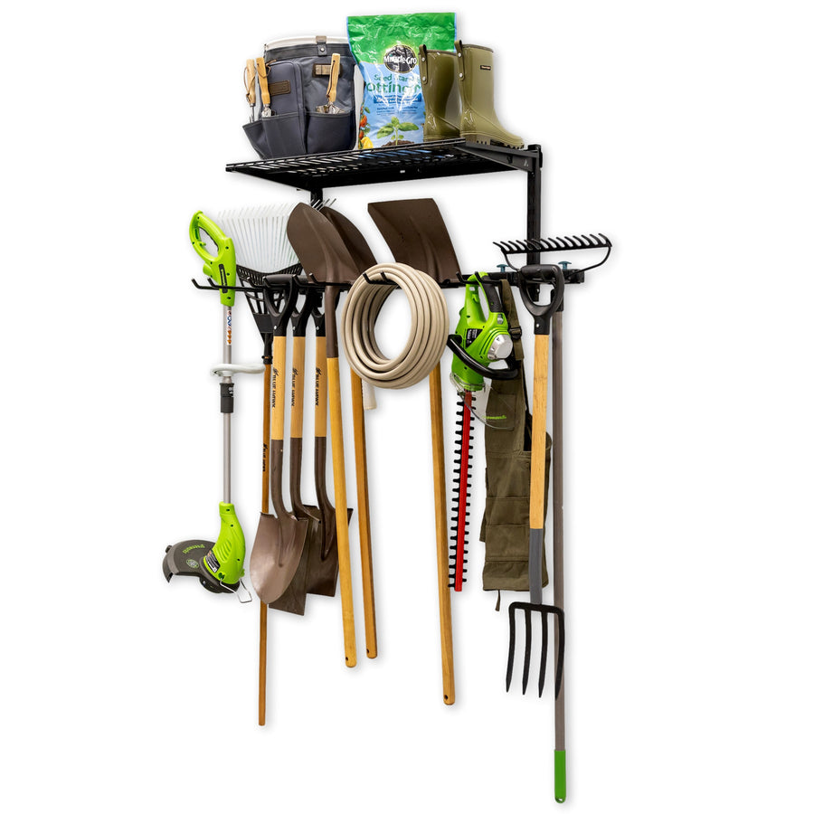 Garden Tool Organizer, Garage Hanging Storage, Black Steel