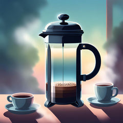 Image of a French Press with two cups