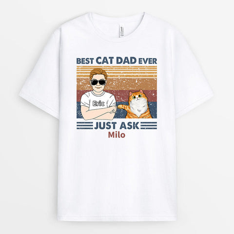 Best Cat Dad Ever Text T-shirt