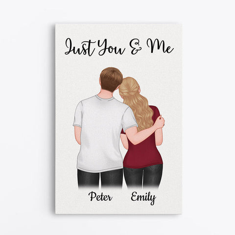 Personalised Just You Me Canvas with first wedding anniversary wishes