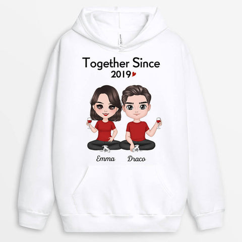 Personalised Together Since Hoodie with happy 1st anniversary wishes