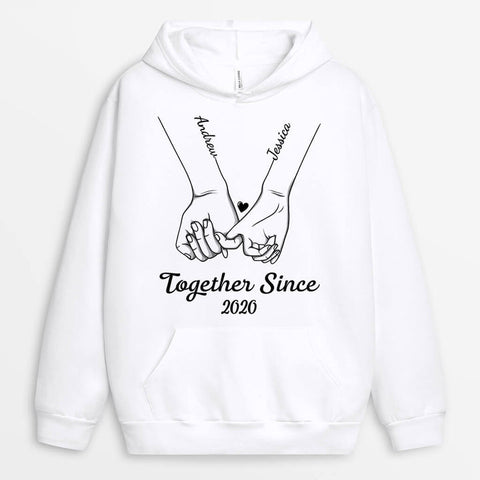 Personalised Together Since Hoodie with 1st wedding anniversary wishes