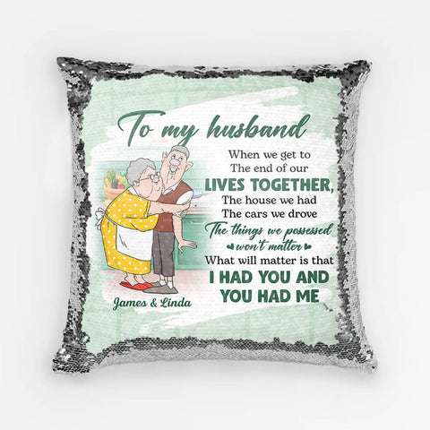 Personalised I Had You and You Had Me Sequin Pillow with two year anniversary quotes