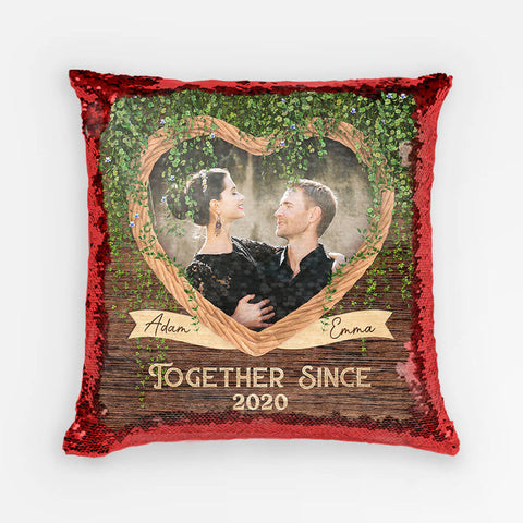 Personalised Together Since Sequin Pillow with 2nd marriage anniversary wishes