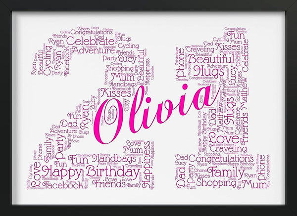 21st Birthday Gift Ideas for Her - Personalised Artworks