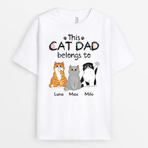 Personalised This Cat Dad Belongs To T-shirts as 21st birthday gift ideas for son[product]