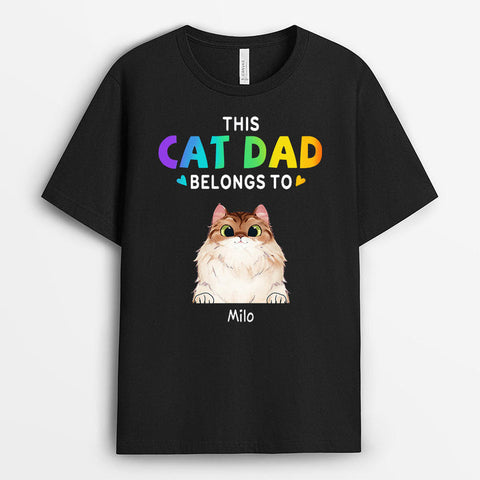 Personalised This Cat Dad Belongs To Shirts as 21st birthday ideas for son