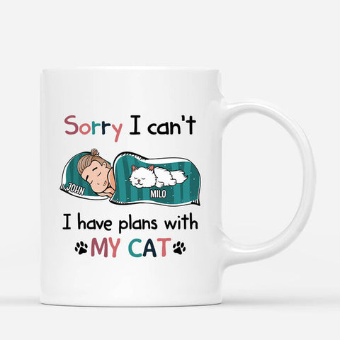 Personalised Sorry I Can’t I Have Plans With My Cat Mugs as 21st birthday gifts son