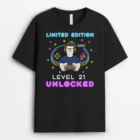 Personalised Level 21 Unlocked T-Shirts as 21st birthday gift ideas for son