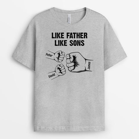 Personalised Like Father Like Son Fist Bump T-shirts as 21st birthday gifts for son