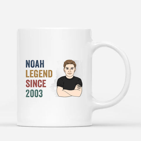 Personalised Legend Since Mugs as ideas for 21st birthday gift for son