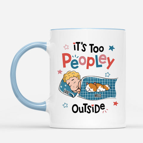 Personalised It's Too Peopley Outside Mugs as 21st birthday gift ideas for son