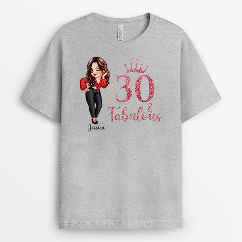 Personalised 30 and Fabulous T-Shirt as 30th birthday present for best friend