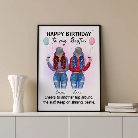 Personalised Happy Birthday My Bestie Poster as 30th Birthday Gift Ideas Best Friend UK