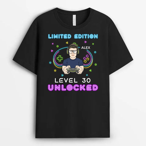 Personalised Level 30 Unlocked T-shirt as best friend 30th birthday gift