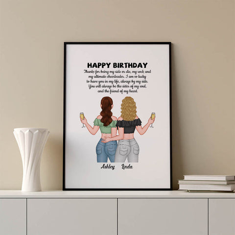 Personalised Happy Birthday Sister Of My Soul Friend Of My Heart Poster as 30th birthday present for best friend