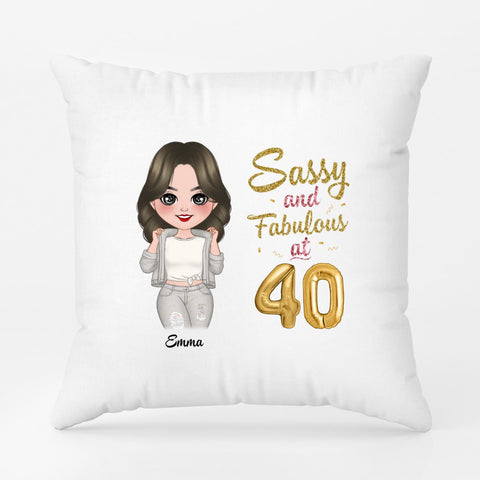 Personalised Sassy And Beautiful At 40 Pillows as wife's 40th birthday ideas[product]