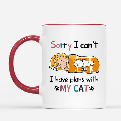 Personalised Sorry I Can’t I Have Plans With My Cat Mugs as 40th Birthday Gift Ideas for Wife