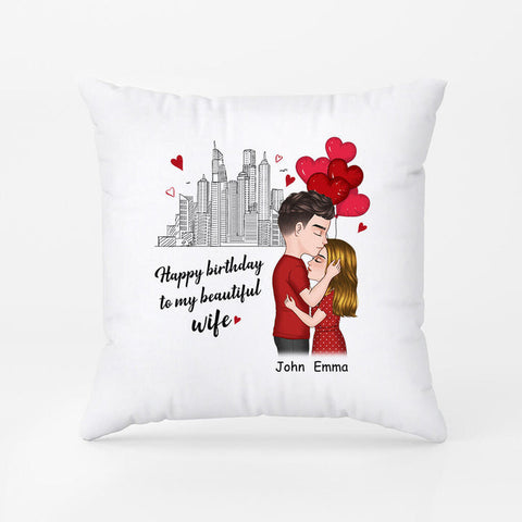 Personalised Happy Birthday To My Beautiful Wife Pillows as 40th birthday ideas for wife[product]