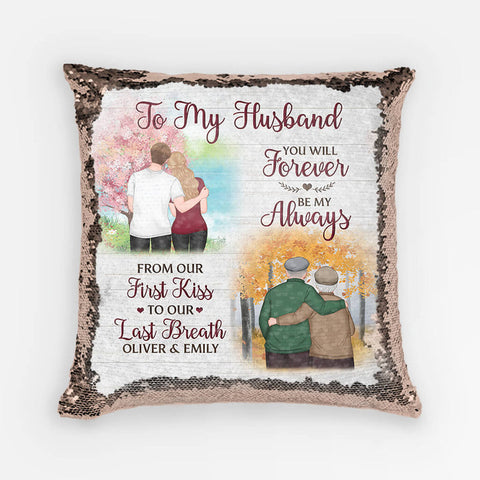 Personalised You Will Forever Be My Always Sequin Pillows as Romantic wife's 40th birthday ideas