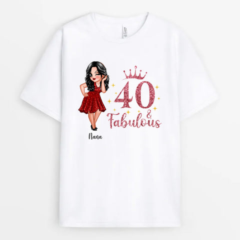 Personalised 40 and Fabulous T-Shirt as 40th birthday gift for wife[product]