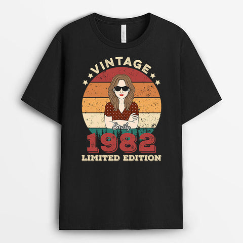 Personalised Vintage Limited Edition T-Shirts as 40th birthday gifts for wife[product]