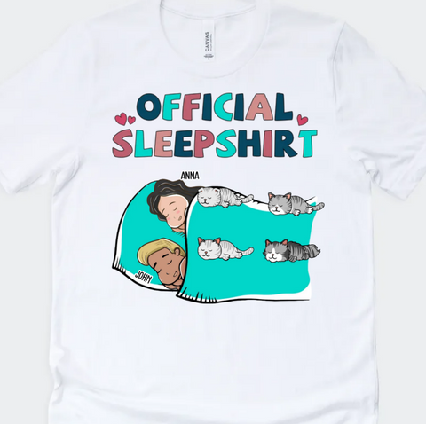 Personalised Official Sleepshirt Sleeping Cat T-shirt