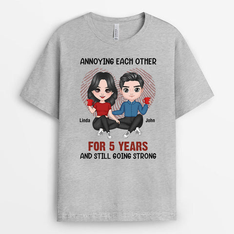 Personalised Annoying Each Other For Many Years Still Going Strong T-shirt with 5 years wedding anniversary quotes