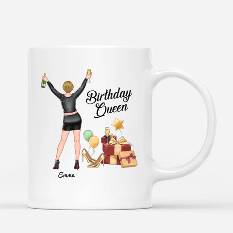 Personalised mugs with name, illustration and 60th birthday wish as 60th Birthday Present For Sister