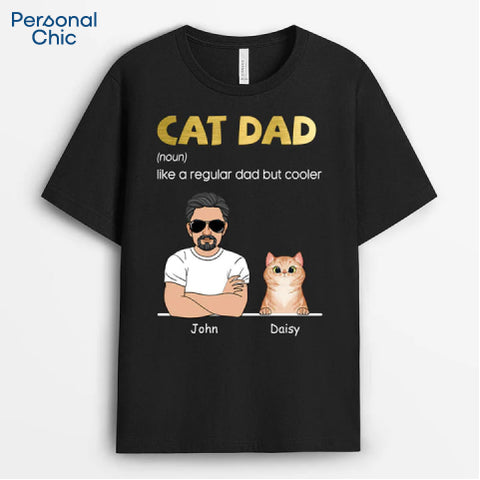 Personalised Cat Dad Regular Dad But Cooler T-shirt - 60th birthday gift ideas for father