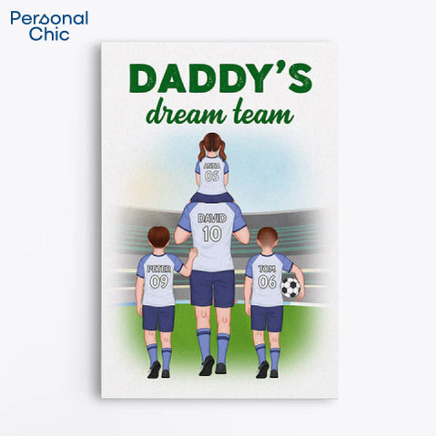 Personalised Daddy Dream Football Team Canvas - 60th birthday gift ideas for dad