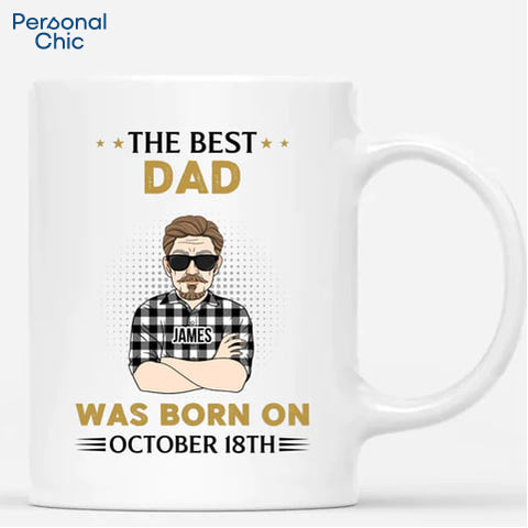 Personalised The Best Dad Was Born on Mug as 60th Father Birthday Present for The Best Dad Ever