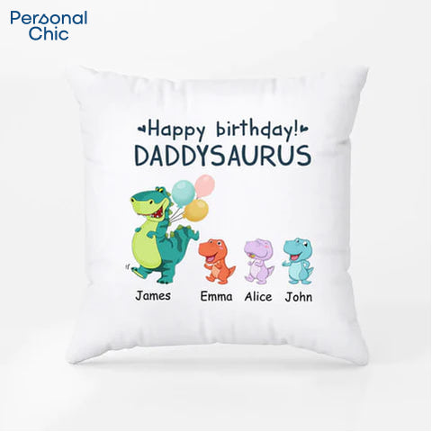 Personalised Birthday Daddysaurus Pillow - 60th Birthday Gift Ideas for Dad
