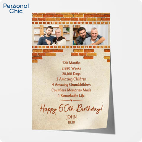 Personalised Happy Birthday Poster Stand Out among Many Gift Ideas for Dad's 60th Birthday